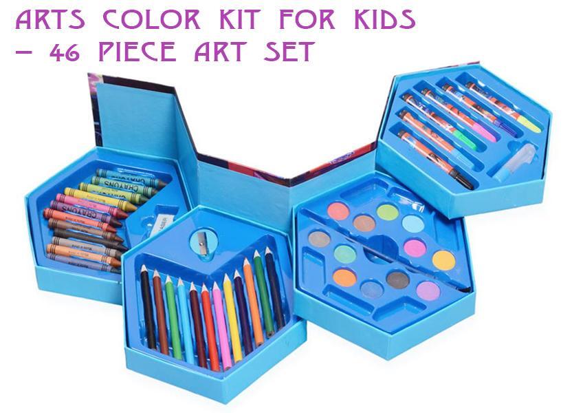 859 46 Pcs Plastic Art Colour Set With Color Pencil Crayons Oil Pastel And Sketch Pens