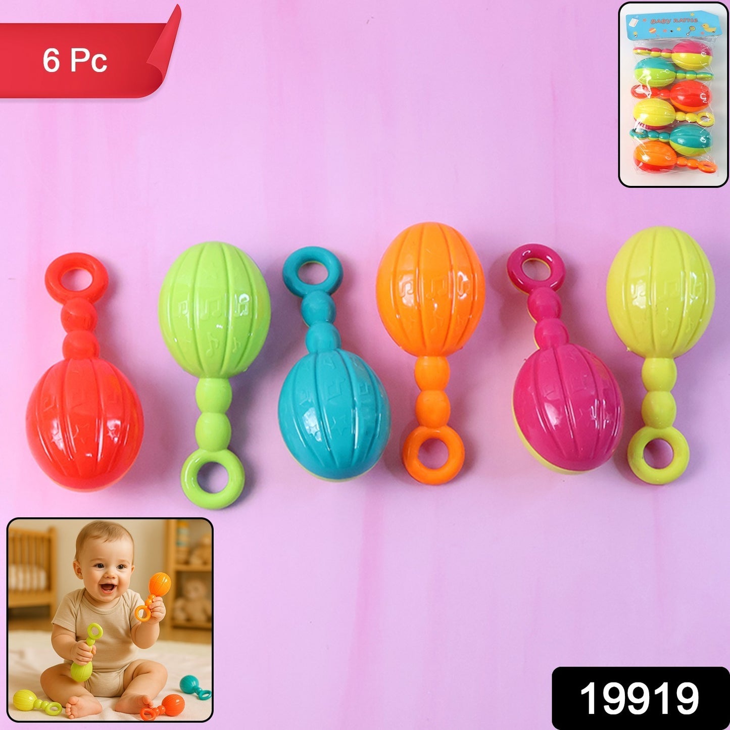 Baby Hand Rattle Toy - (6 Pc  Set)