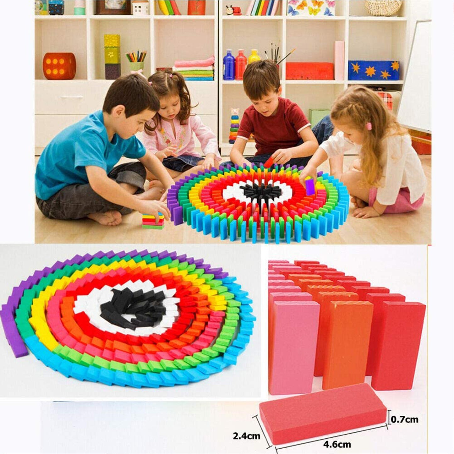Dominoes Blocks Set Multicolor Wooden Toy Building Indoor Game Toy (120pc)