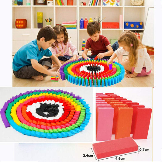 Dominoes Blocks Set Multicolor Wooden Toy Building Indoor Game Toy (120pc)
