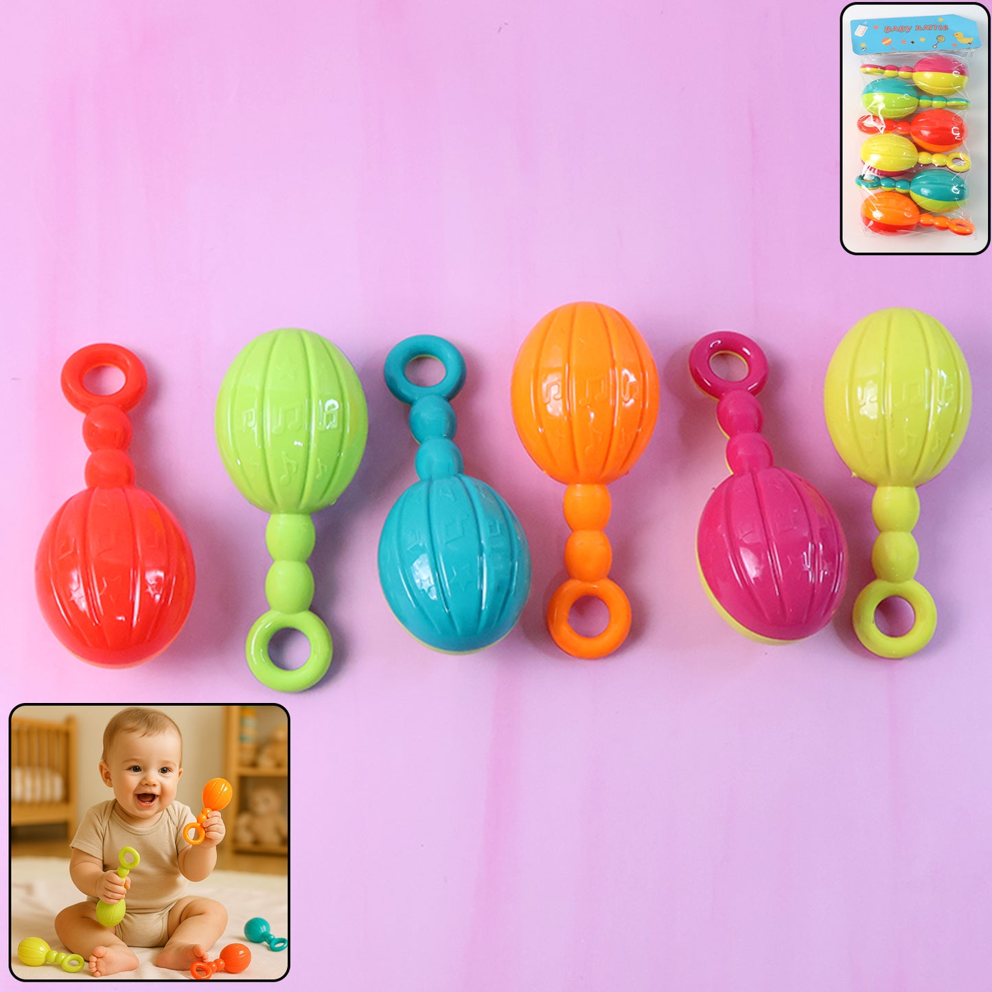 Baby Hand Rattle Toy - (6 Pc  Set)