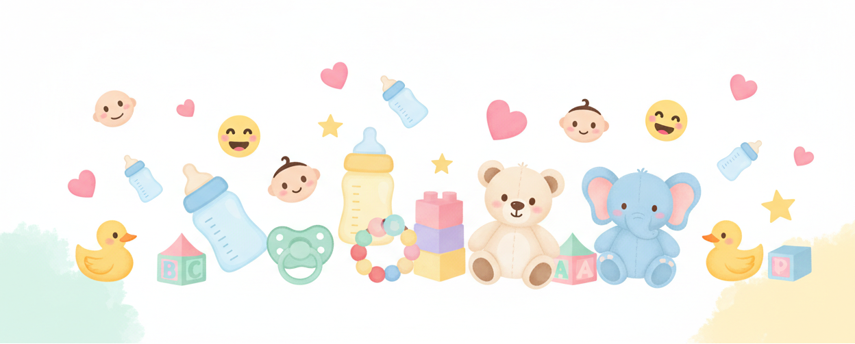 create banner which has emojis and baby stuffs 