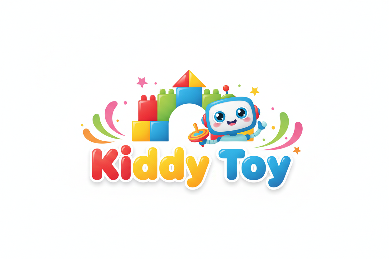 generate a logo called kiddy toy matches kids colour theme with white background