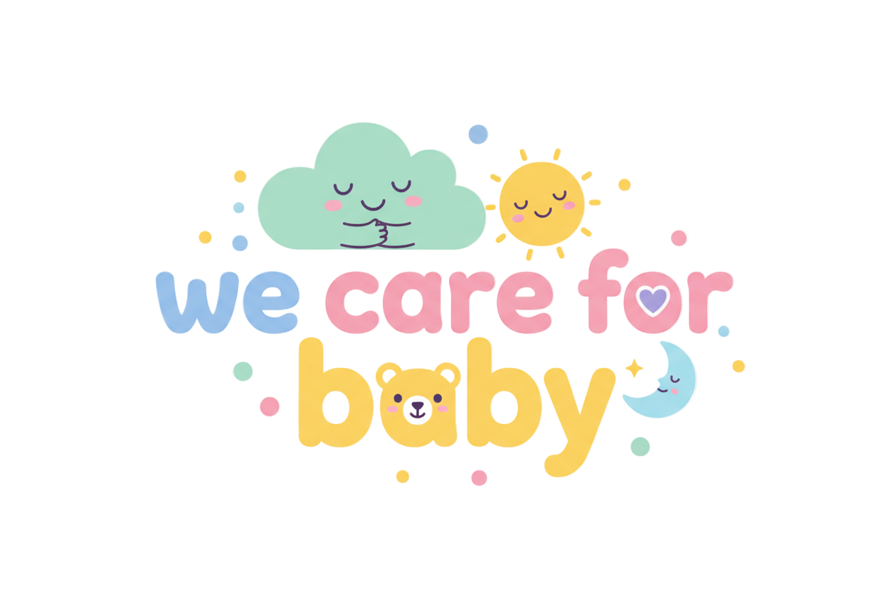 we care for baby as a single logo with no background to match the kid liking colour